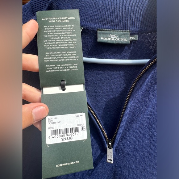 NWT Rodd & Gunn Wool Cashmere 1/4 Zip Sweater - Picture 5 of 6